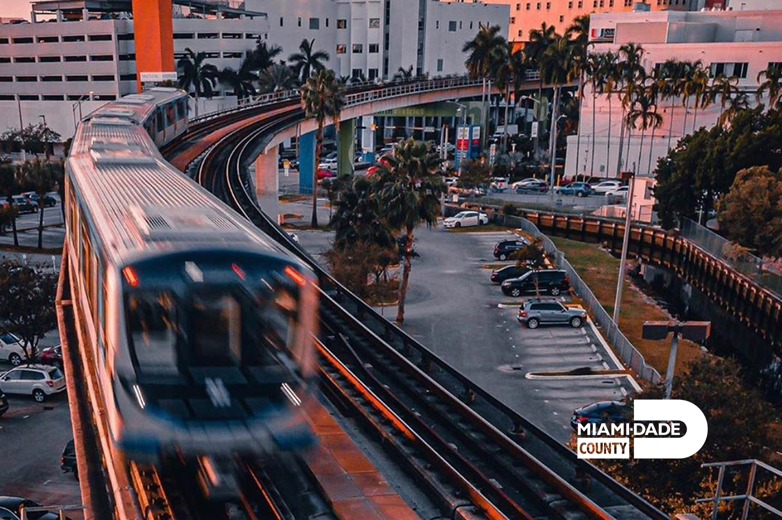 Miami-Dade still of public transport tram.