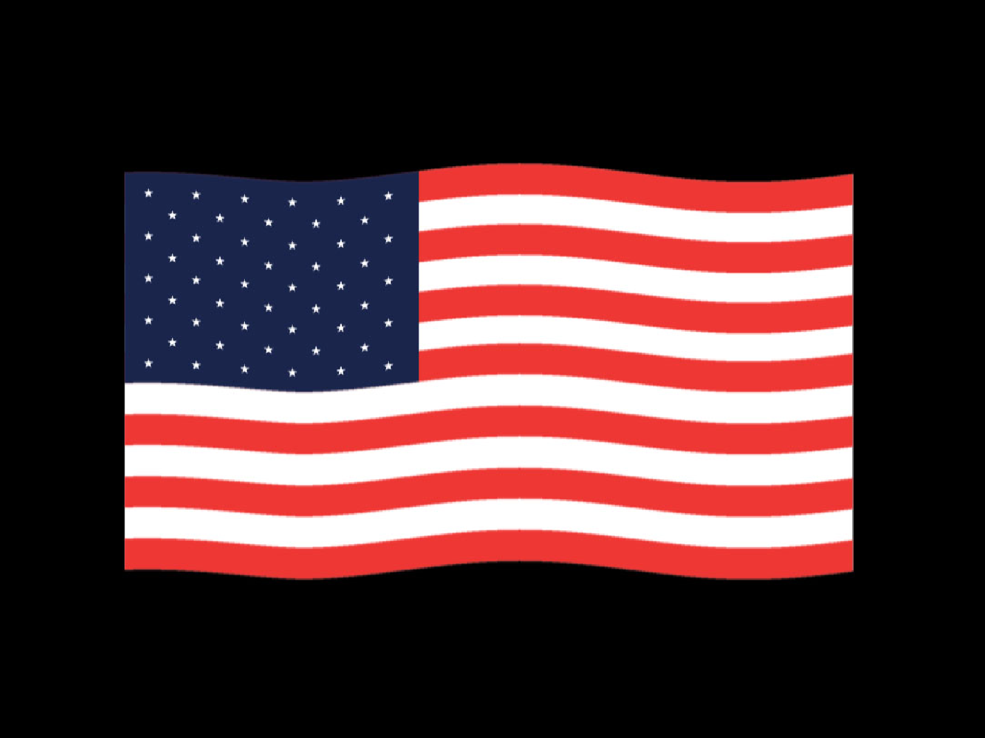 A rendering of the American Flag on a black background.