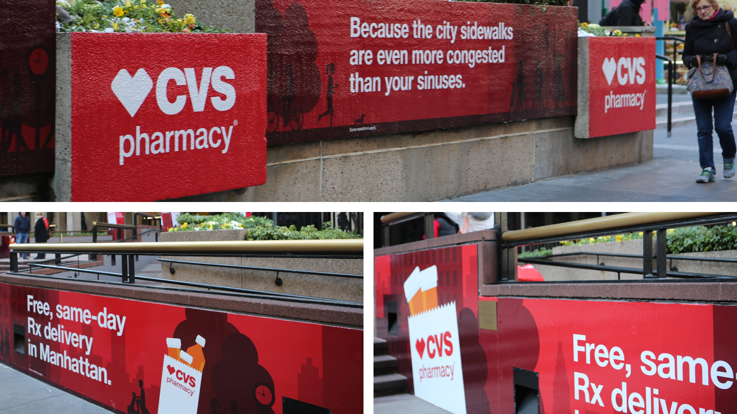 Our work for CVS Pharmacy displayed.